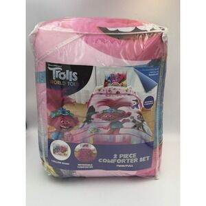 DreamWorks Trolls World Tour Comforter Set Twin Full Reversible Pink